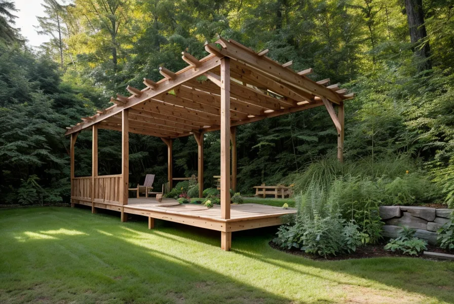 Finished raised garden bed built from pressure-treated lumber alternatives, with vegetable seedlings in spring