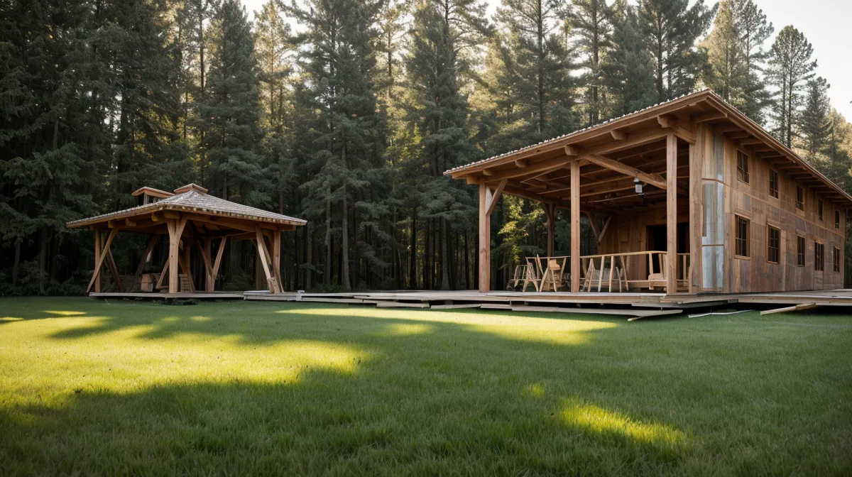 outdoor lighting for a rural North Carolina backyard, solar path lights glowing along a dark gravel trail