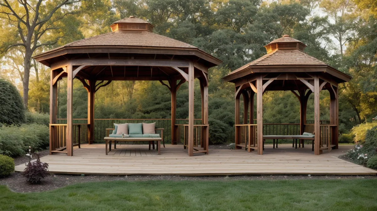 DIY octagon gazebo backyard build framed from woodworking plans in North Carolina