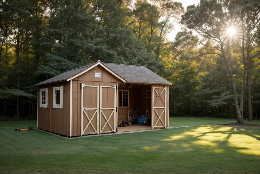Gravel foundation for a lean-to shed lawn mower storage build over red NC clay