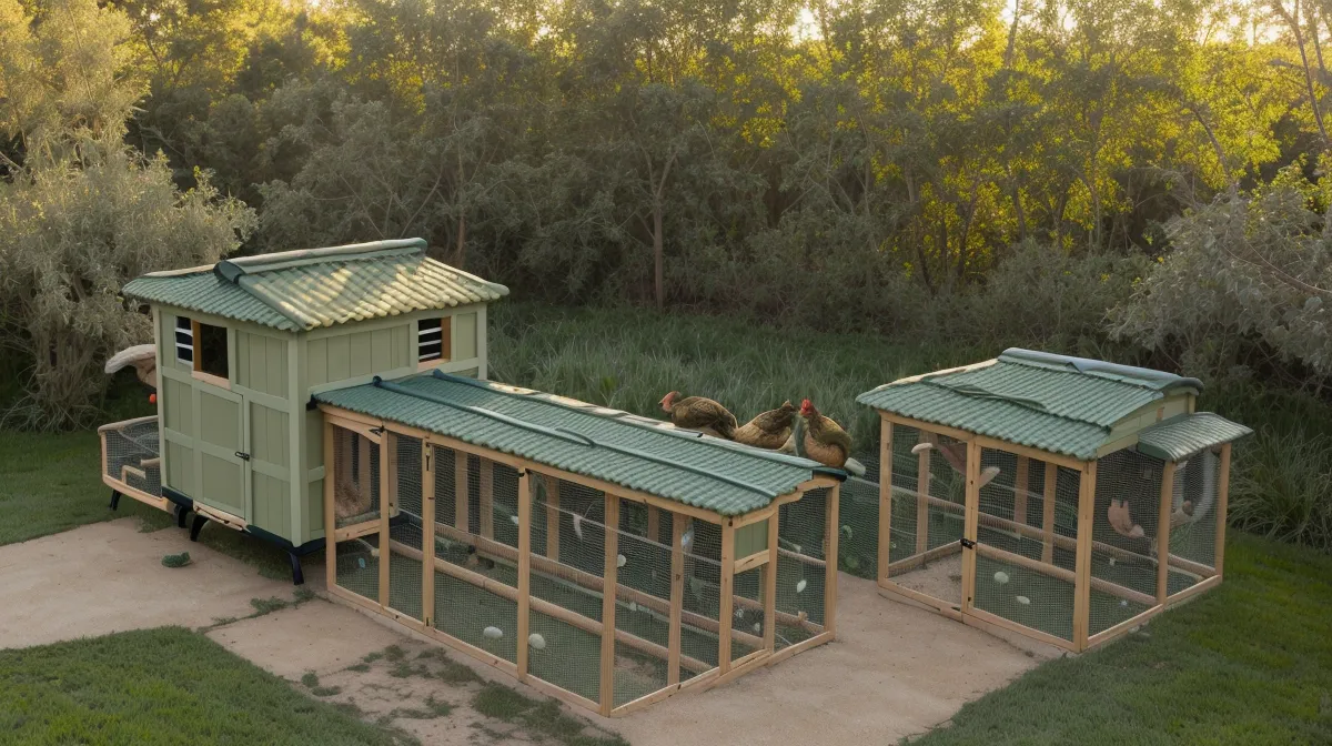Budget chicken coop DIY build in a North Carolina backyard, raised A-frame design finished for under $650