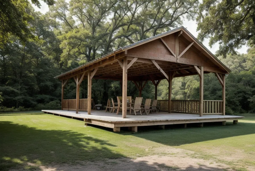 Gravel leach pit dug into North Carolina red clay for outdoor shower drainage