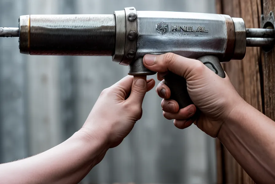 Hammering a galvanized nail into pressure-treated lumber for a humid North Carolina outdoor construction build