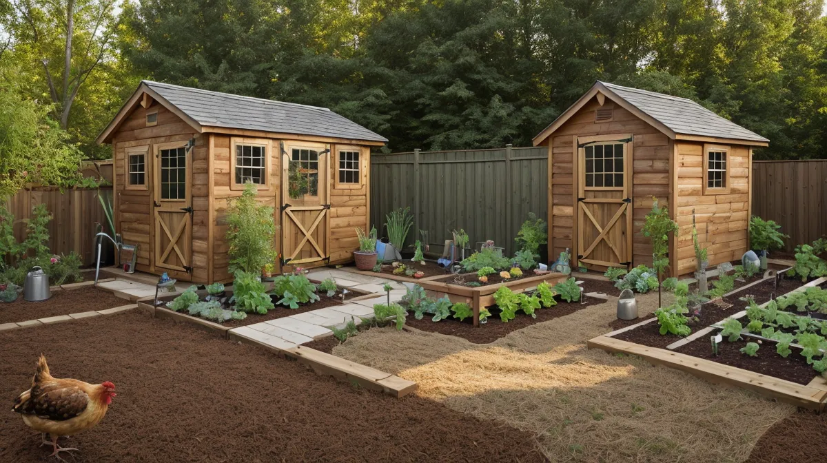 Backyard DIY homestead build on a budget half-acre lot in North Carolina, from bare red clay to finished chicken coop and pergola