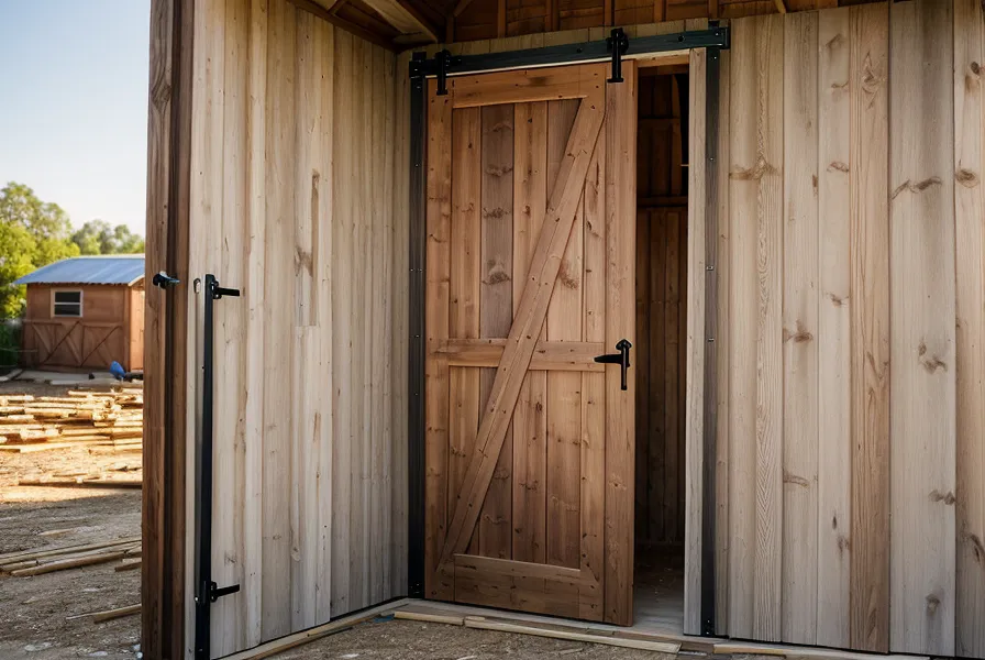 Close-up of a budget DIY shed frame build with hand tools and sawdust on a North Carolina backyard homestead lot