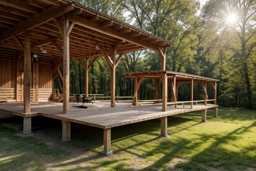Outdoor building plans and a tape measure resting on pressure-treated lumber