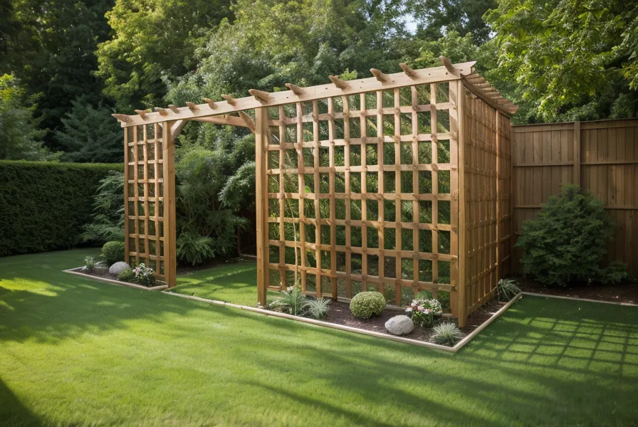 Cedar lumber and tape measure laid out for a DIY wood trellis outdoor project