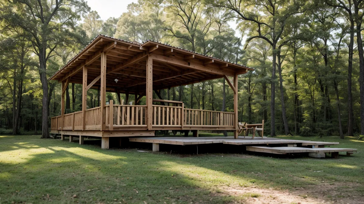 Measuring Once and Cutting Twice: Our 7 Biggest DIY Failures in Rural NC — a leaning fence post and half-framed deck in a rural North Carolina backyard build