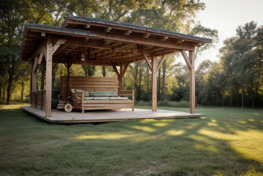 DIY construction measuring a fence post during backyard planning on a rural half-acre lot